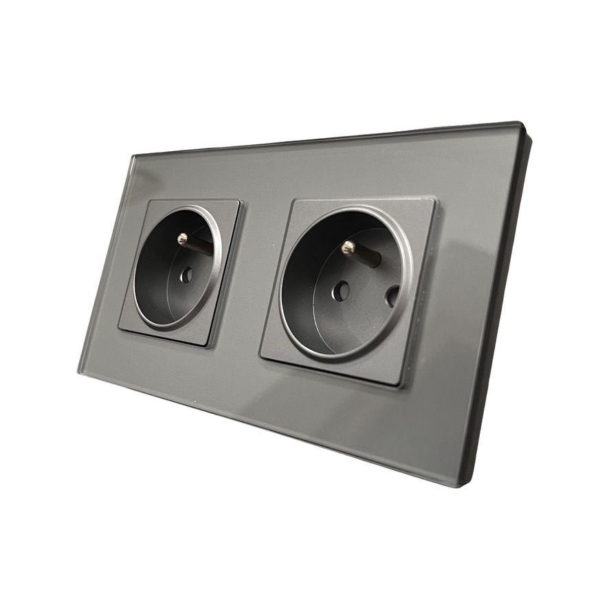 Kompletní skleněná zásuvka ROON R-2Socket-FR-GR