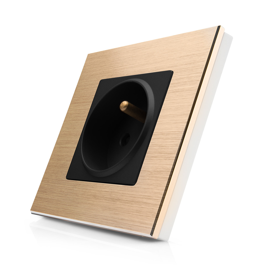 Kompletní zásuvka s hliníkovým rámečkem ROON R-1Socket-FR-ALU-GB