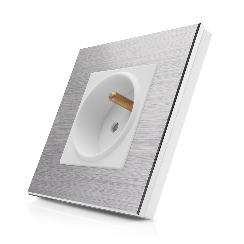 Kompletní zásuvka s hliníkovým rámečkem ROON R-1Socket-FR-ALU-SW