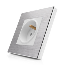 Kompletní zásuvka s hliníkovým rámečkem ROON R-1Socket-FR-ALU-SW