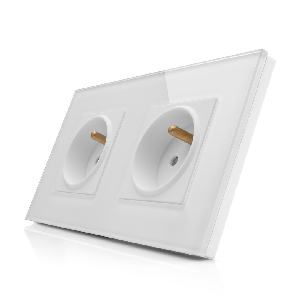 Kompletní skleněná dvojzásuvka ROON R-2Socket-FR-WW