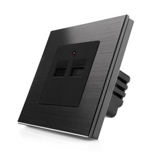 Kompletní USB nabíječka s hliníkovým rámečkem ROON R-Socket-USB-ALU-BB