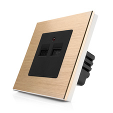 Kompletní USB nabíječka se skleněným rámečkem ROON R-Socket-USB-ALU-GB
