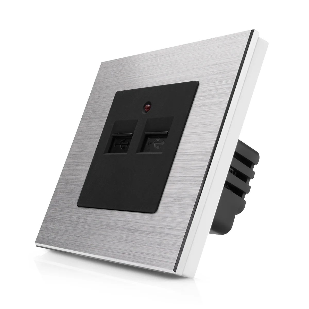 Kompletní USB nabíječka s hliníkovým rámečkem ROON R-Socket-USB-ALU-SB