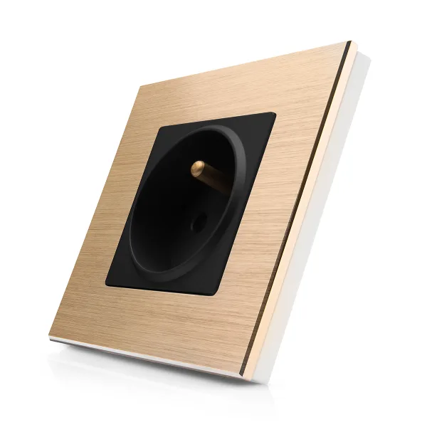 Kompletní 230V zásuvka v hliníkovém rámečku R-1Socket-FR-ALU-GB