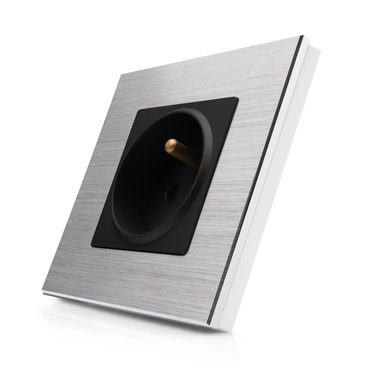 Kompletní zásuvka s hliníkovým rámečkem ROON R-1Socket-FR-ALU-SB