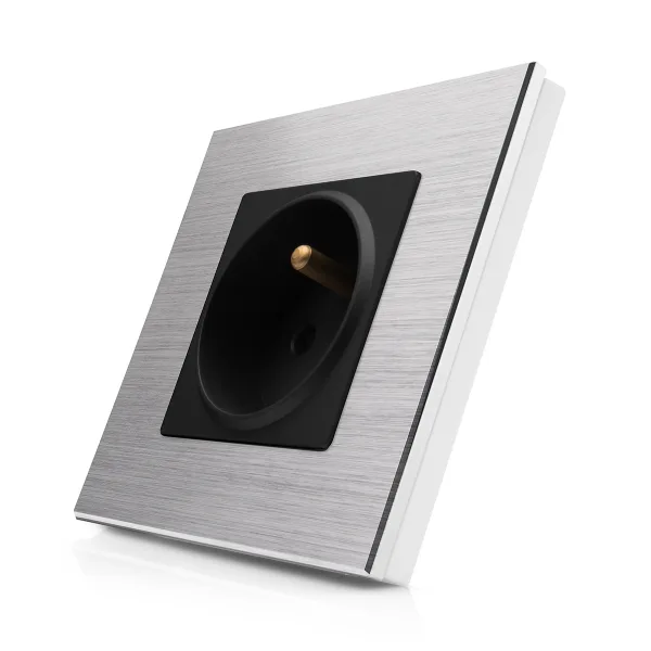 Kompletní 230V zásuvka v hliníkovém rámečku R-1Socket-FR-ALU-SB