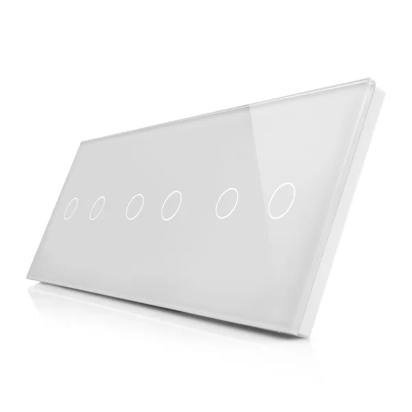 Skleněný panel pro 3 dvojité vypínače ROON - R-2C/2C/2C-W