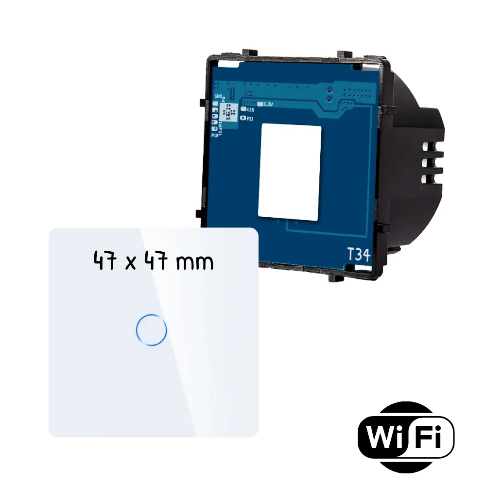 Modul jednoduchého dotykového vypínače s wifi R-T601-wifi+CR-W White Glass