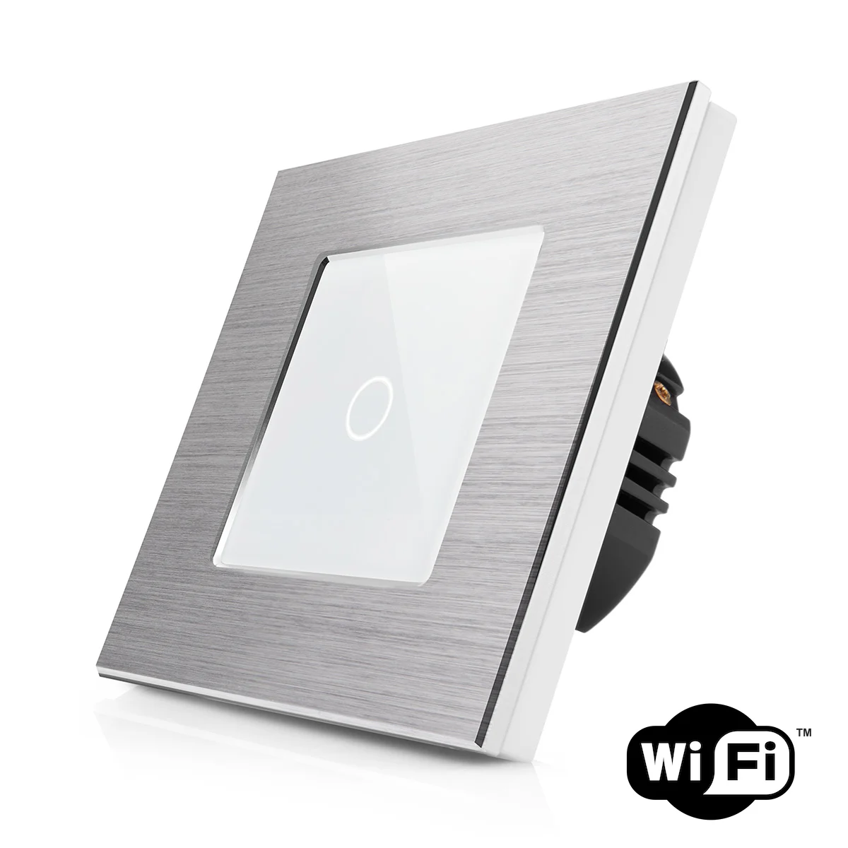 Dotykový vypínač z broušeného hliníku a skla ROON R-T601-wifi-ALU-SW