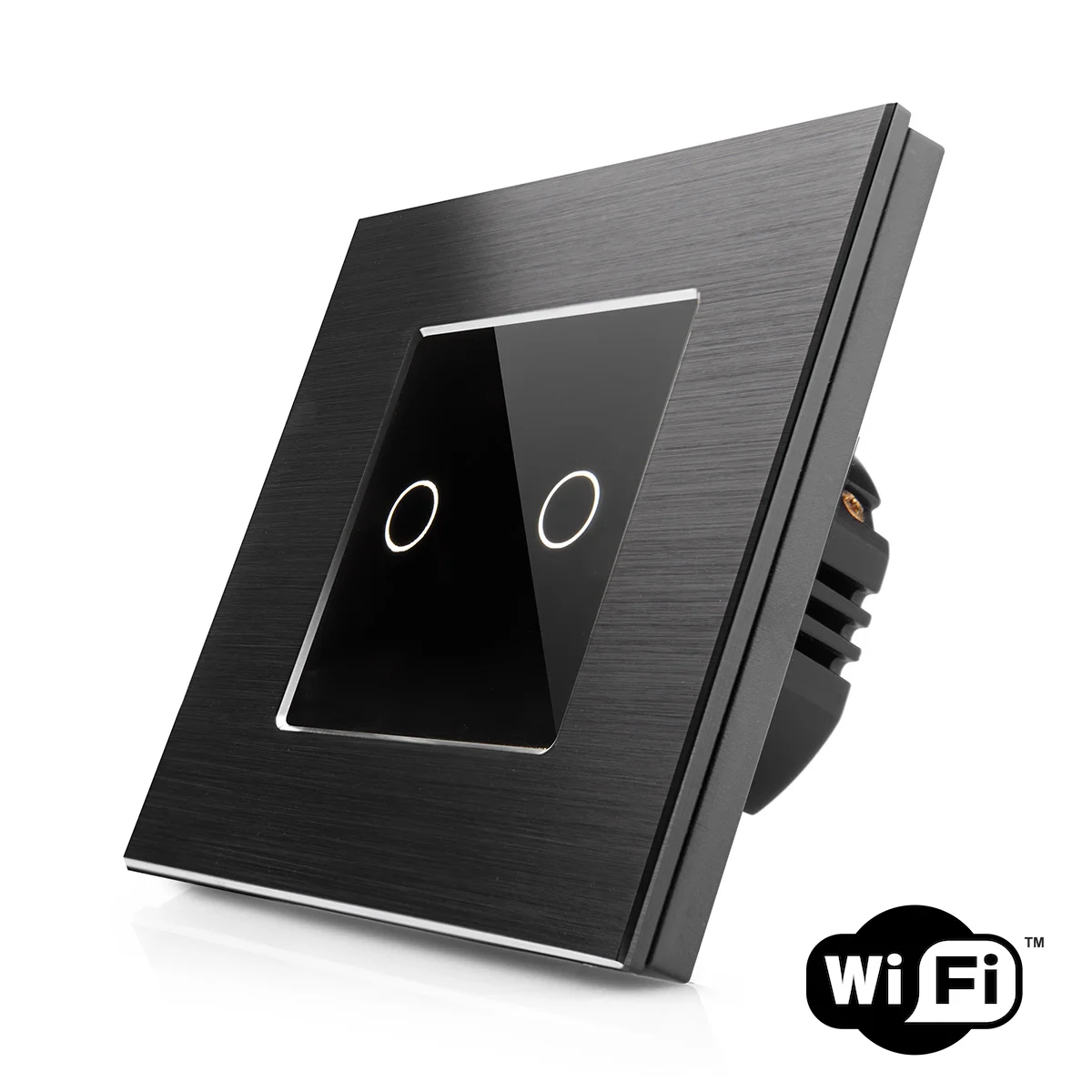 Dotykový vypínač z broušeného hliníku a skla ROON R-T602-wifi-ALU-BB