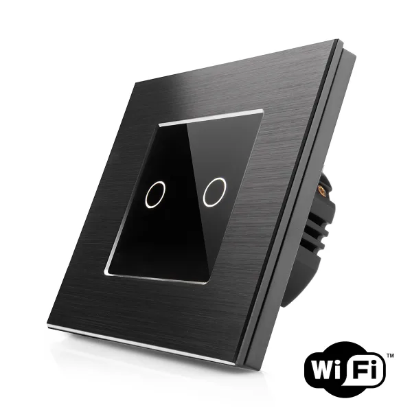 Dotykový žaluziový vypínač z broušeného hliníku s wifi R-T602WR-wifi-ALU-BB