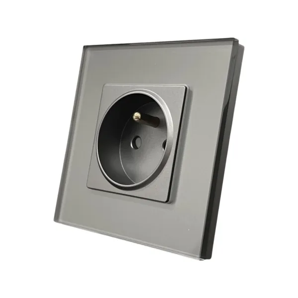 Kompletní 230V zásuvka ve skleněném rámečku R-1Socket-FR-GR