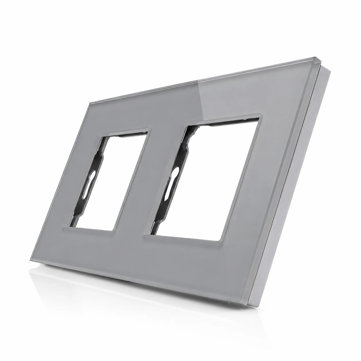 Skleněný rámeček pro 2 zásuvkové moduly ROON - R-2SR-GR Šedá Sklo