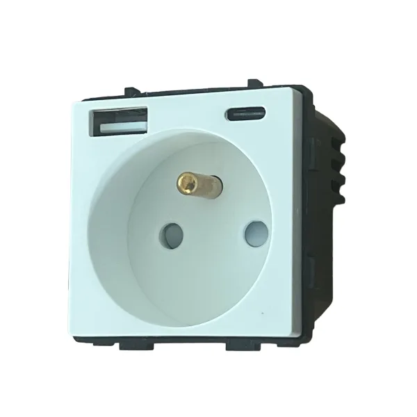 Modul 230V zásuvky s USB nabíječkou R-Socket-16A+USB-W