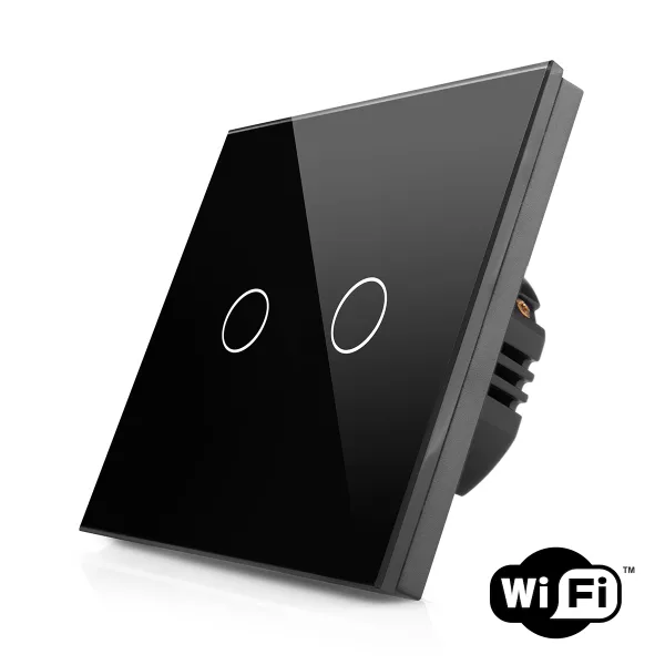 Skleněný dotykový dvojitý schodišťový vypínač s wifi R-T602SW-B