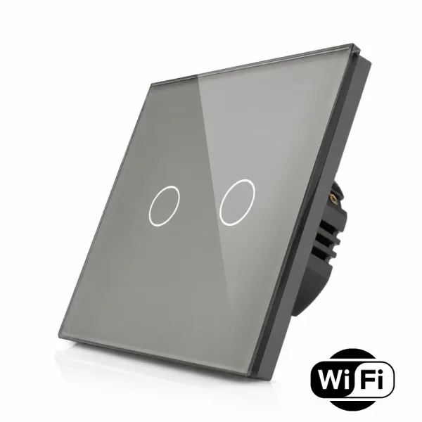 Skleněný dotykový dvojitý schodišťový vypínač s wifi R-T602SW-GR
