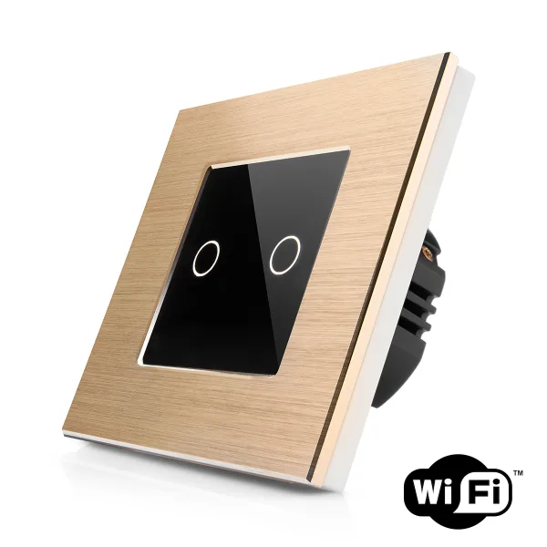 Dotykový dvojitý schodišťový vypínač z broušeného hliníku s wifi R-T602SW-ALU-GB