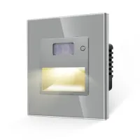 Kompletní podlahové LED světlo s PIR senzorem ve skleněném rámečku ROON R-Socket-FL-PIR-WW Bílá Sklo