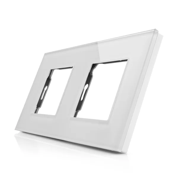 Skleněný rámeček pro 2 zásuvkové moduly ROON - R-2SR-W