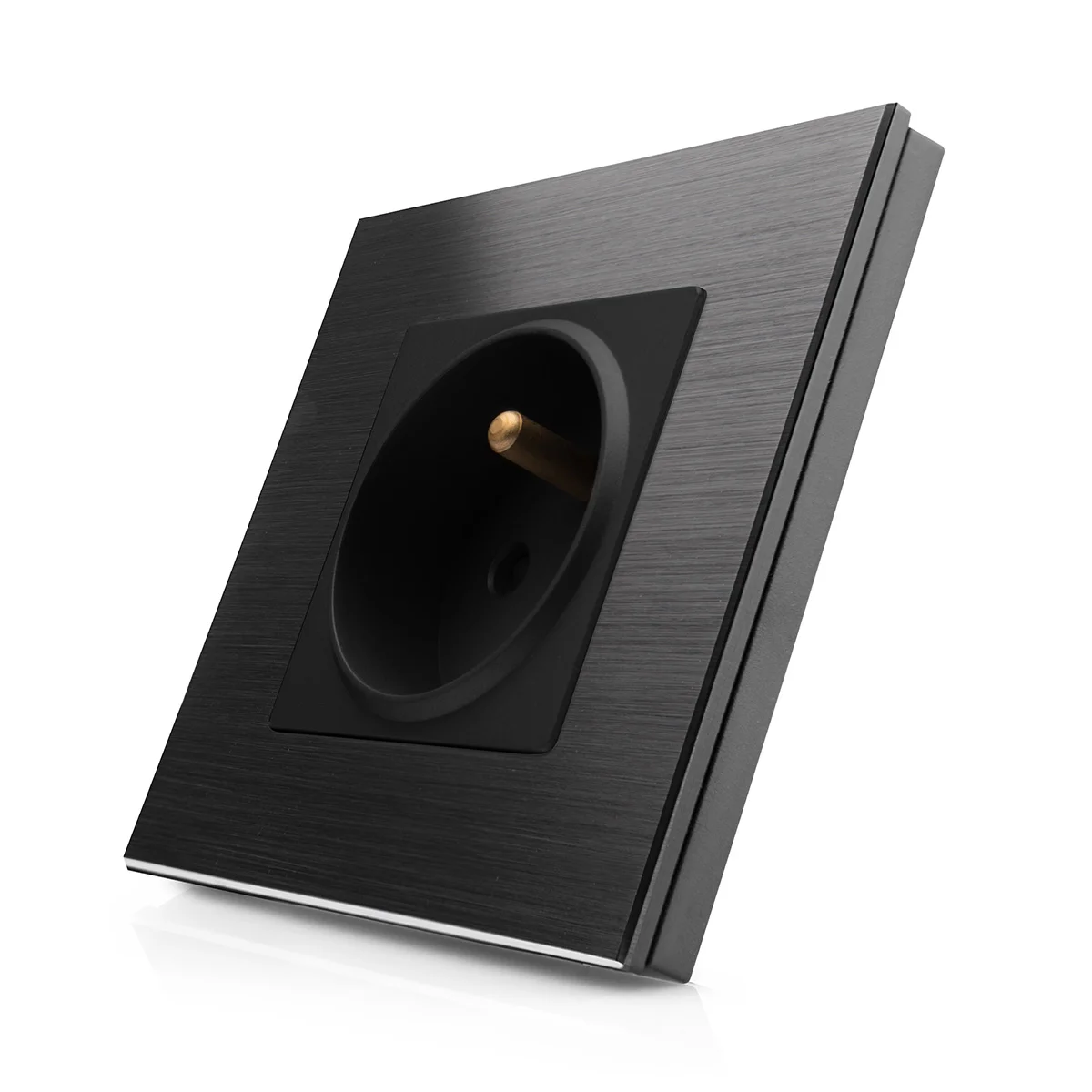 Kompletní zásuvka s hliníkovým rámečkem ROON R-1Socket-FR-ALU-BB