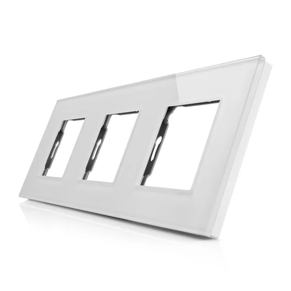 Skleněný rámeček pro 3 zásuvkové moduly ROON - R-3SR-W