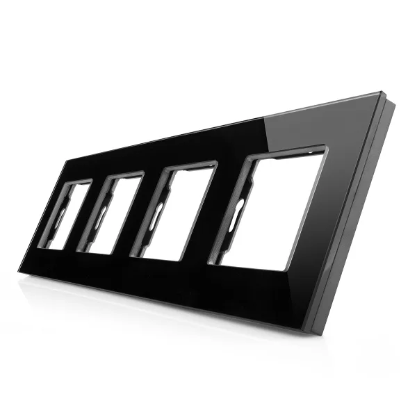 Skleněný rámeček pro 4 zásuvkové moduly ROON - R-4SR-B