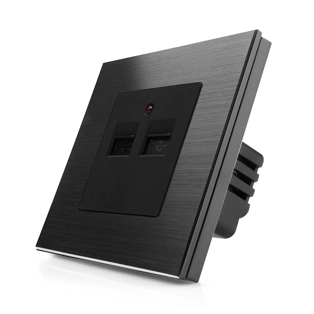 Kompletní USB nabíječka s hliníkovým rámečkem ROON R-Socket-USB-ALU-BB